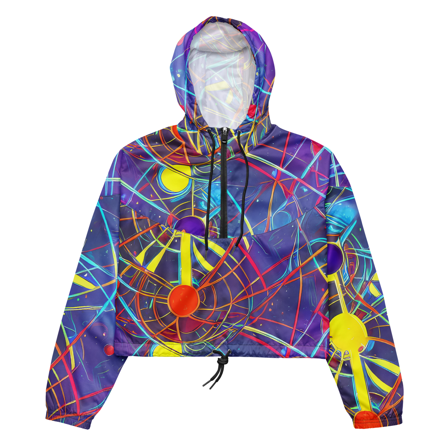 Women's Cropped Windbreaker - Quantum Lattice