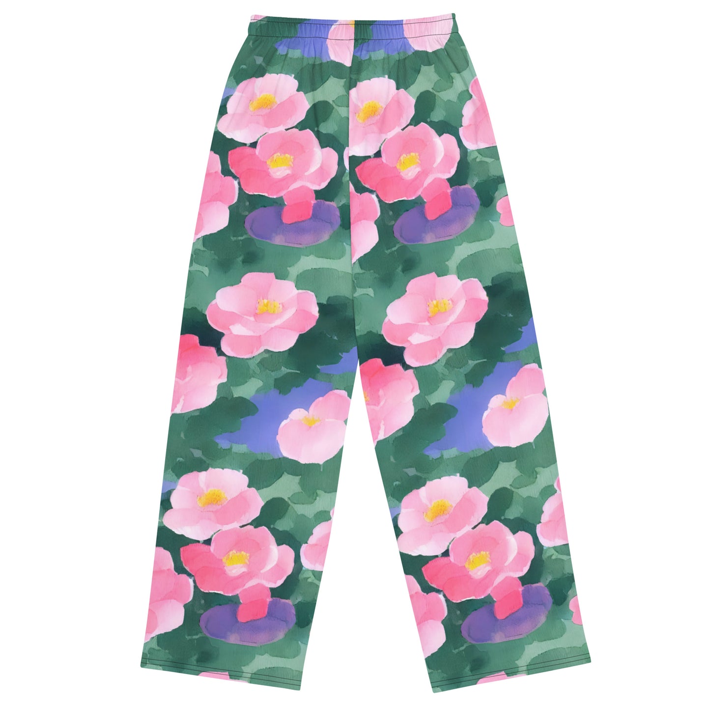 Wide-Leg Pants - Pink Blossom Serenade