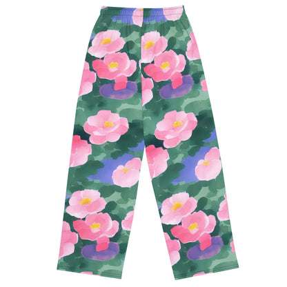 Wide-Leg Pants - Pink Blossom Serenade