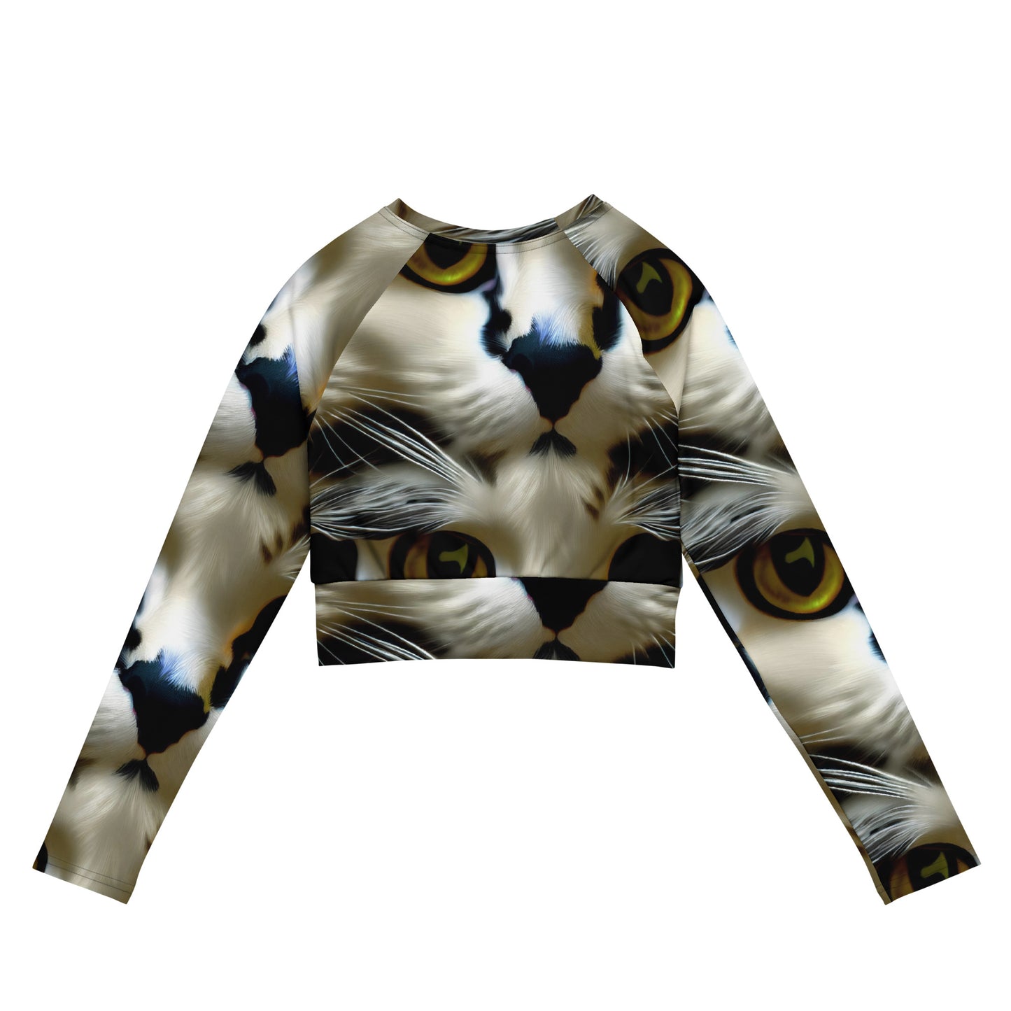 Long Sleeve Crop Top - Feline Fancy
