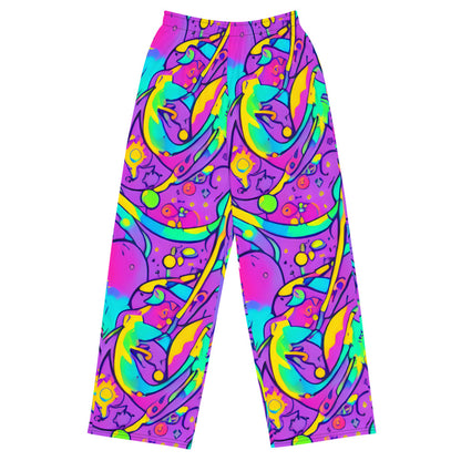 Wide-Leg Pants - Neon Galaxy Whirl