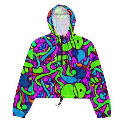 Women's Cropped Windbreaker - Funky Vortex