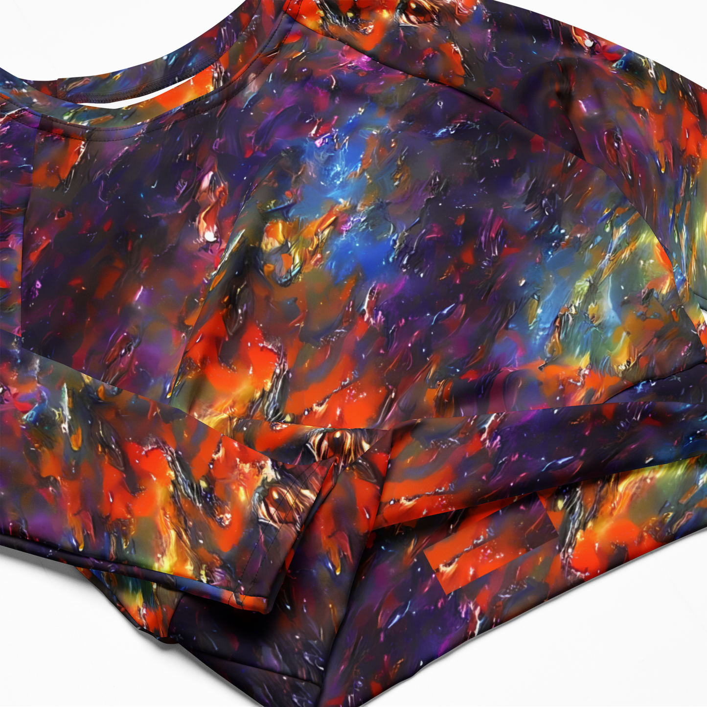 Long Sleeve Crop Top - Auroral Ripples