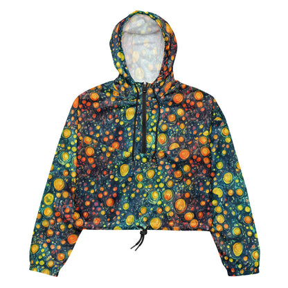 Women's Cropped Windbreaker - Starry Orbits