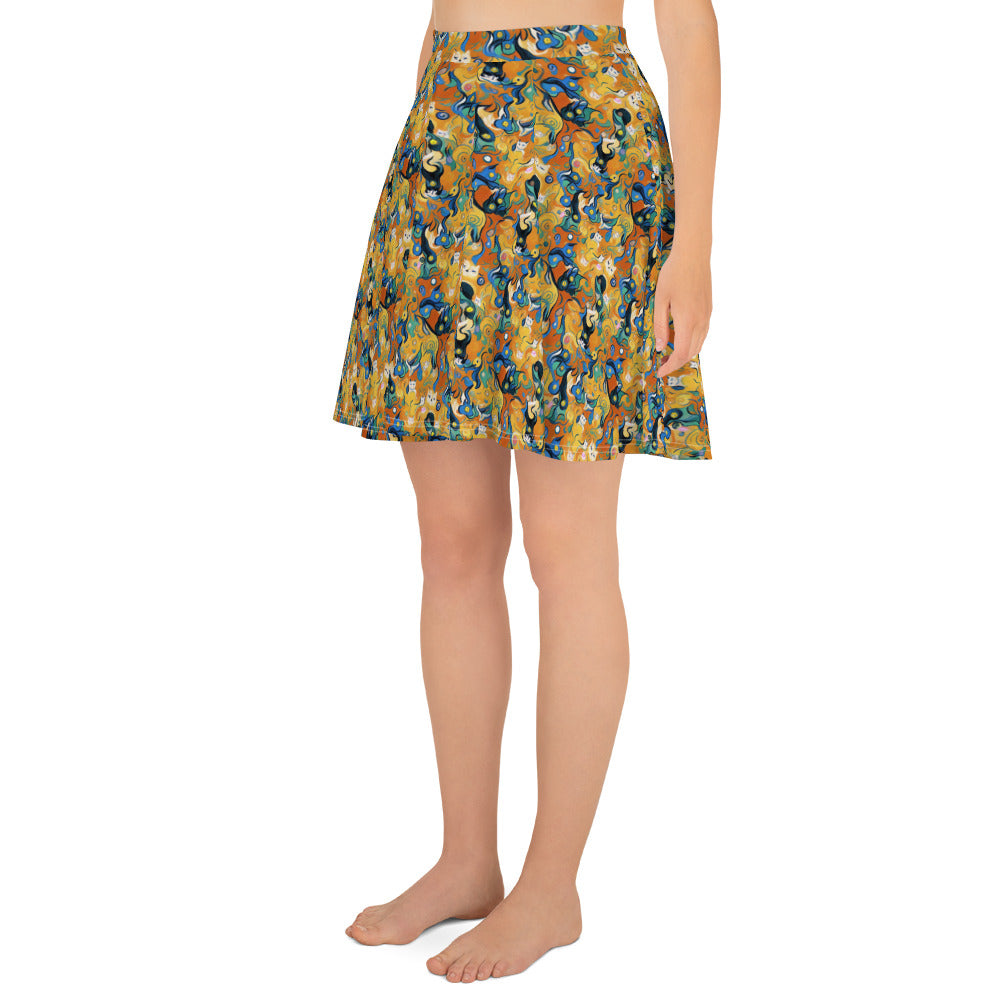 Skater Skirt - Whimsical Feline Dance