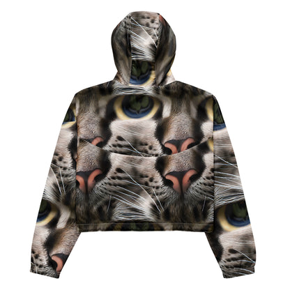 Women's Cropped Windbreaker - Feline Mirage