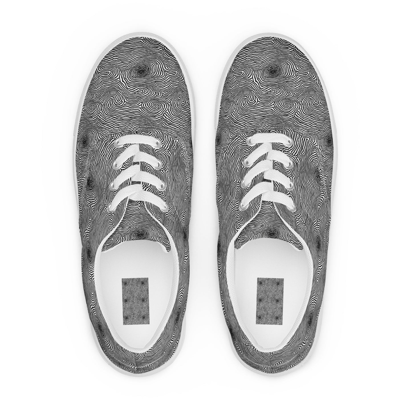 Women's Lace-Up Canvas Shoes - Black And White Rhapsody