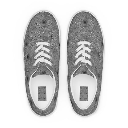 Women's Lace-Up Canvas Shoes - Black And White Rhapsody