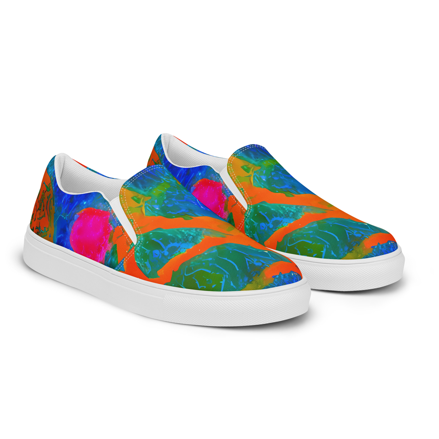 Women's Slip-On Canvas Shoes - Vibrant Mosaic