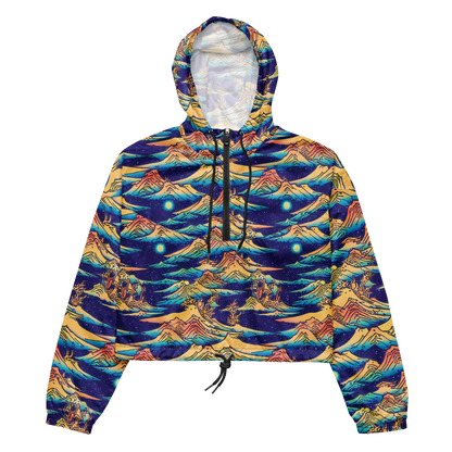 Women's Cropped Windbreaker - Mystical Mountain Mirage