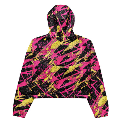 Women's Cropped Windbreaker - Galaxy Graffiti