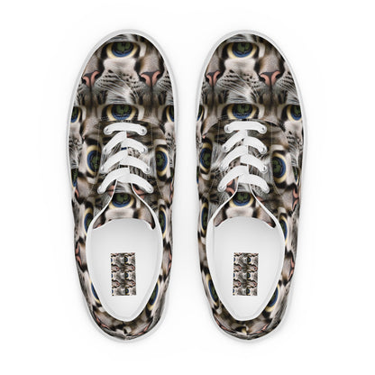Women's Lace-Up Canvas Shoes - Feline Mirage