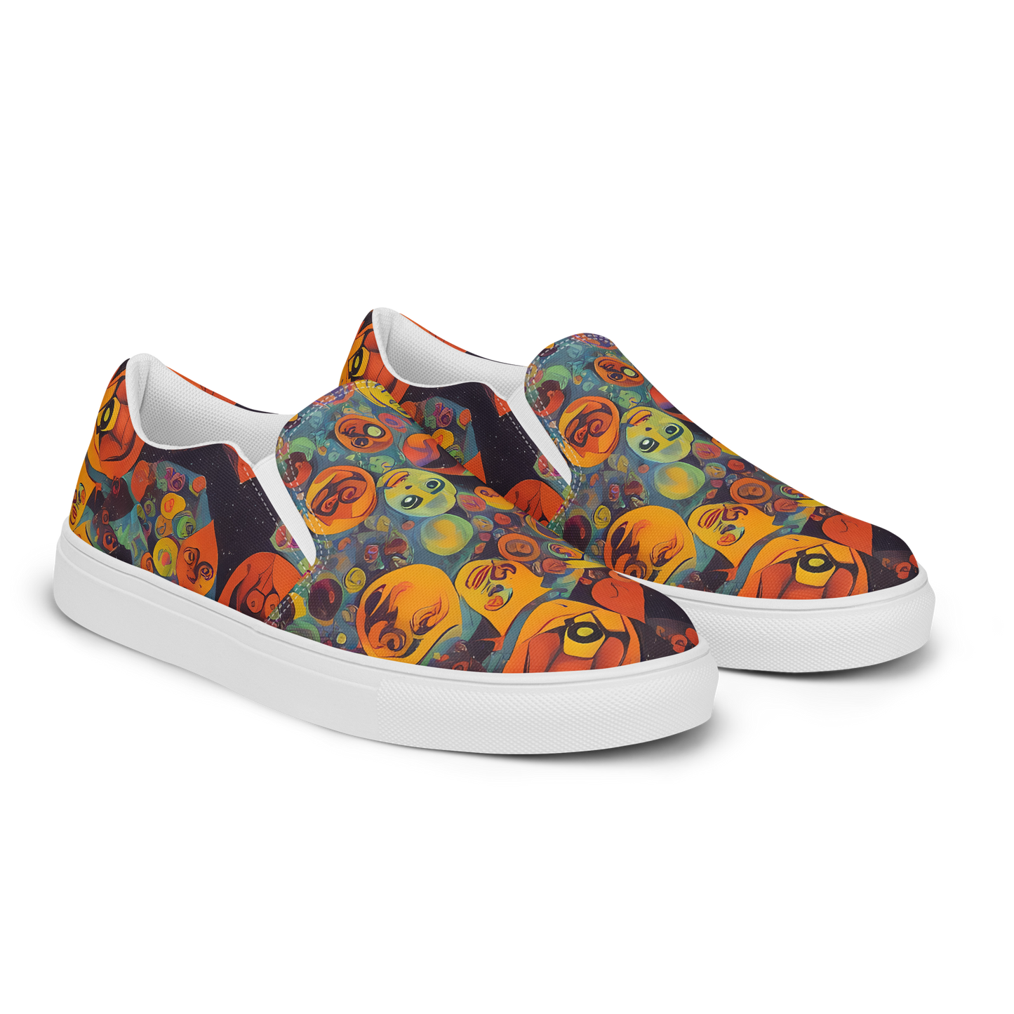 Women's Slip-On Canvas Shoes - Galactic Faces