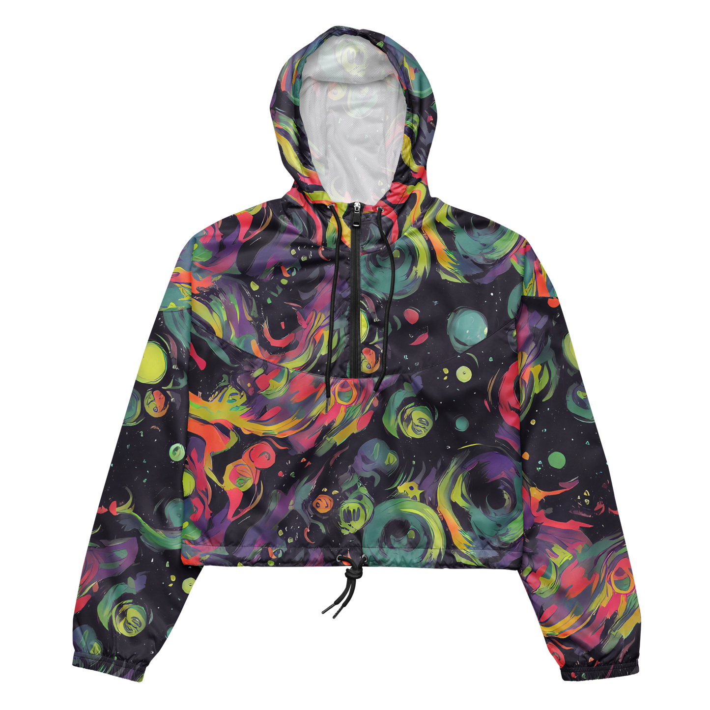 Women's Cropped Windbreaker - Psychedelic Drift