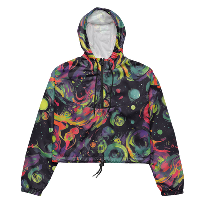 Women's Cropped Windbreaker - Psychedelic Drift