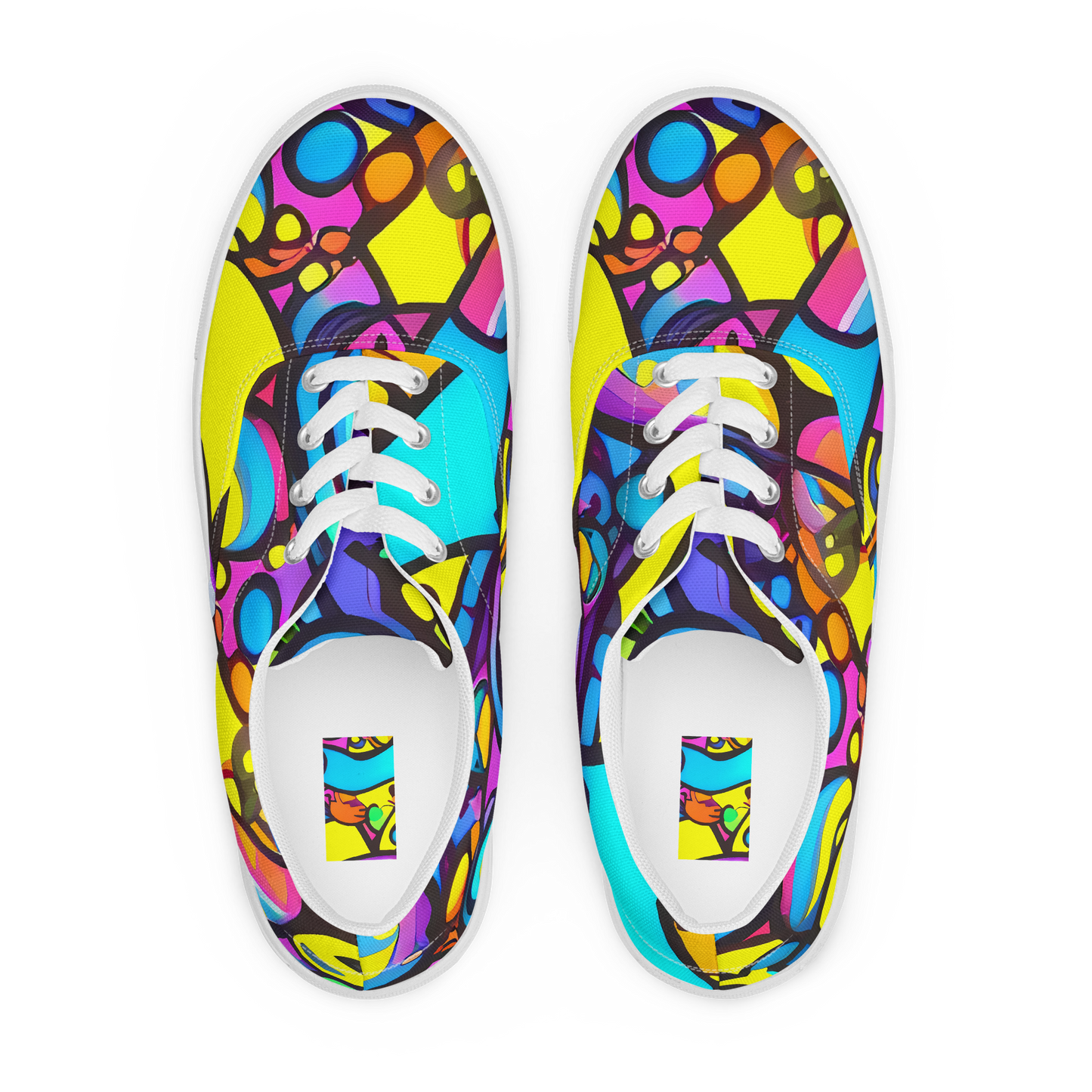 Men's Lace-Up Canvas Shoes - Kaleidoscopic Flow