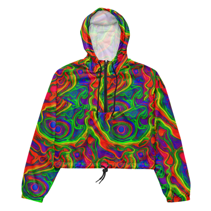 Women's Cropped Windbreaker - Psychedelic Waves