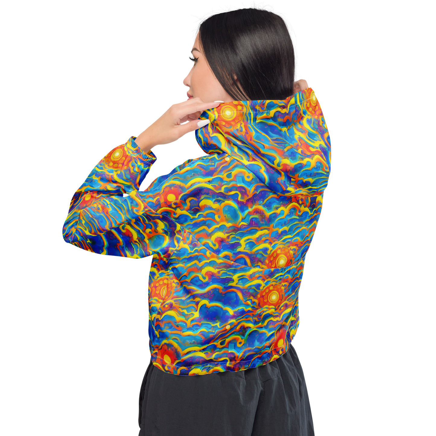 Women's Cropped Windbreaker - Chroma Ripple