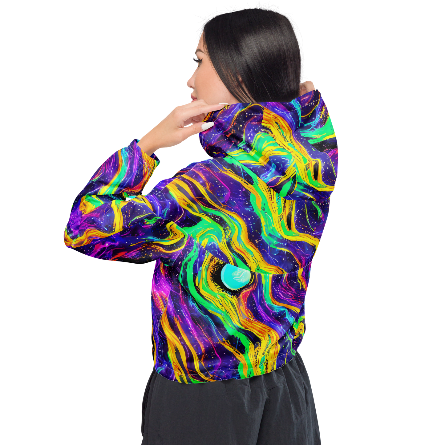 Women's Cropped Windbreaker - Jackson Swirl