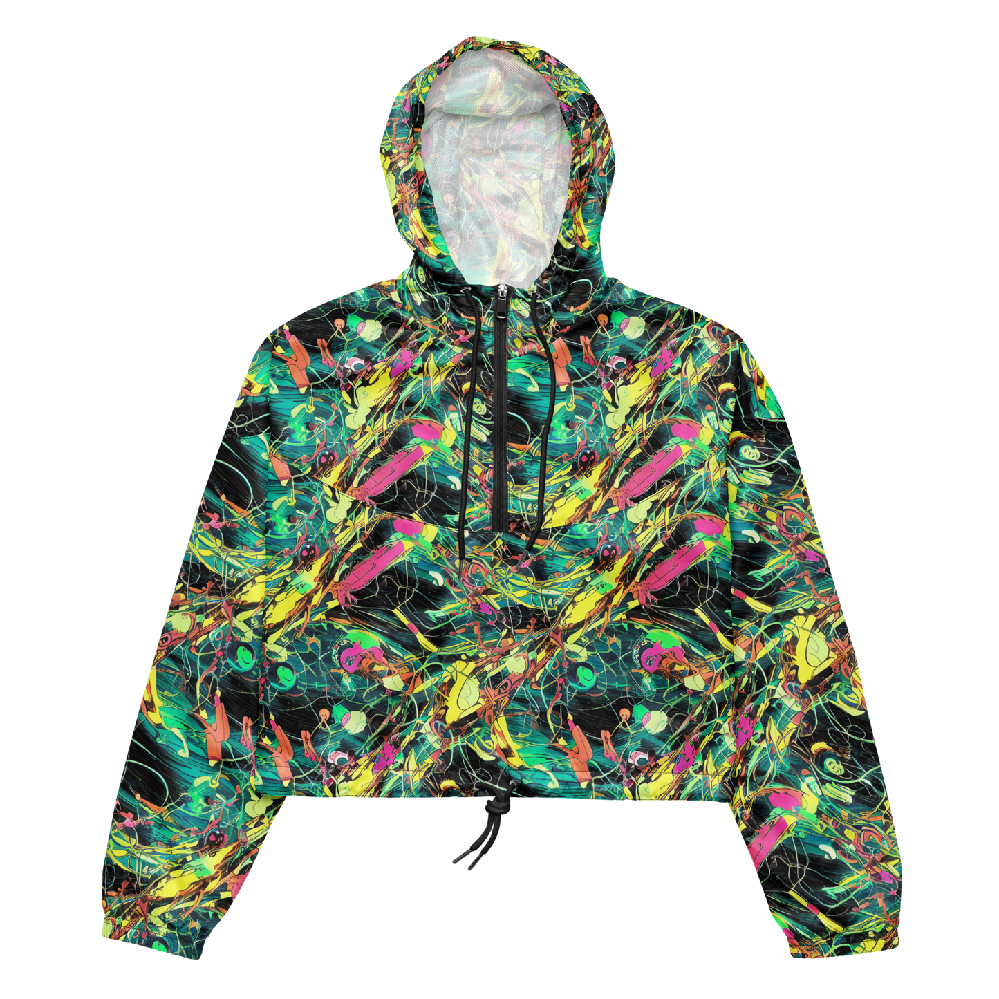 Women's Cropped Windbreaker - Cyborg Whirl