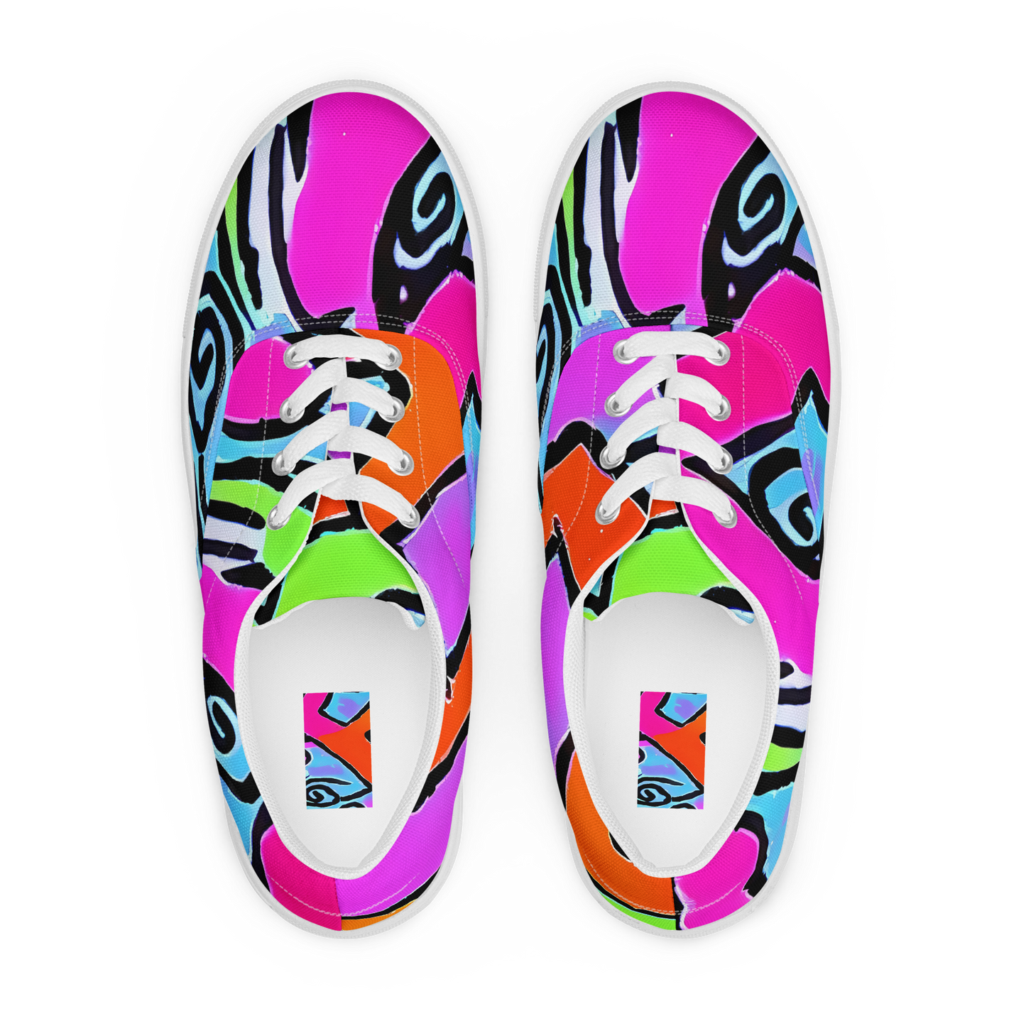 Women's Lace-Up Canvas Shoes - Electric Mosaic