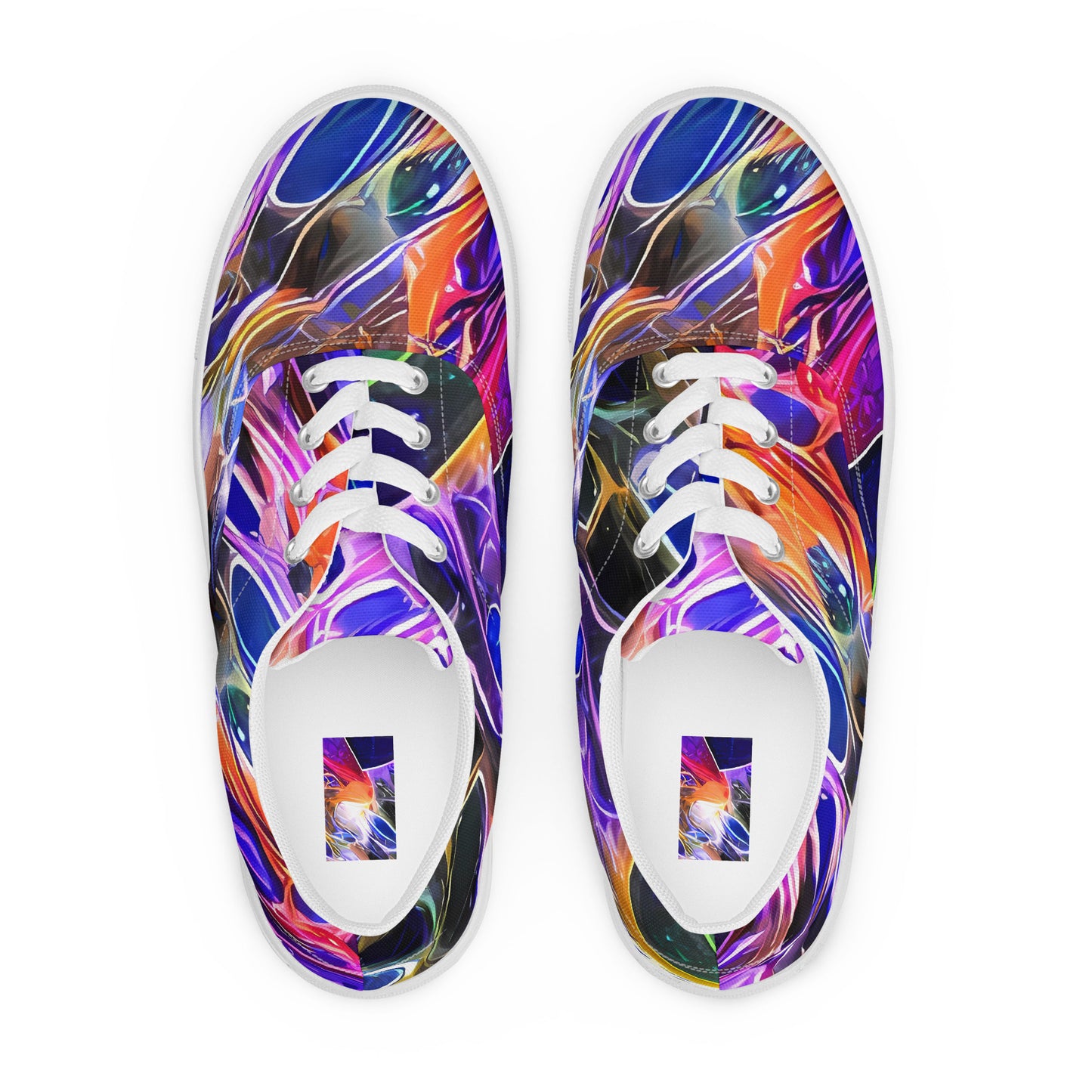 Women's Lace-Up Canvas Shoes - Neon Orbits