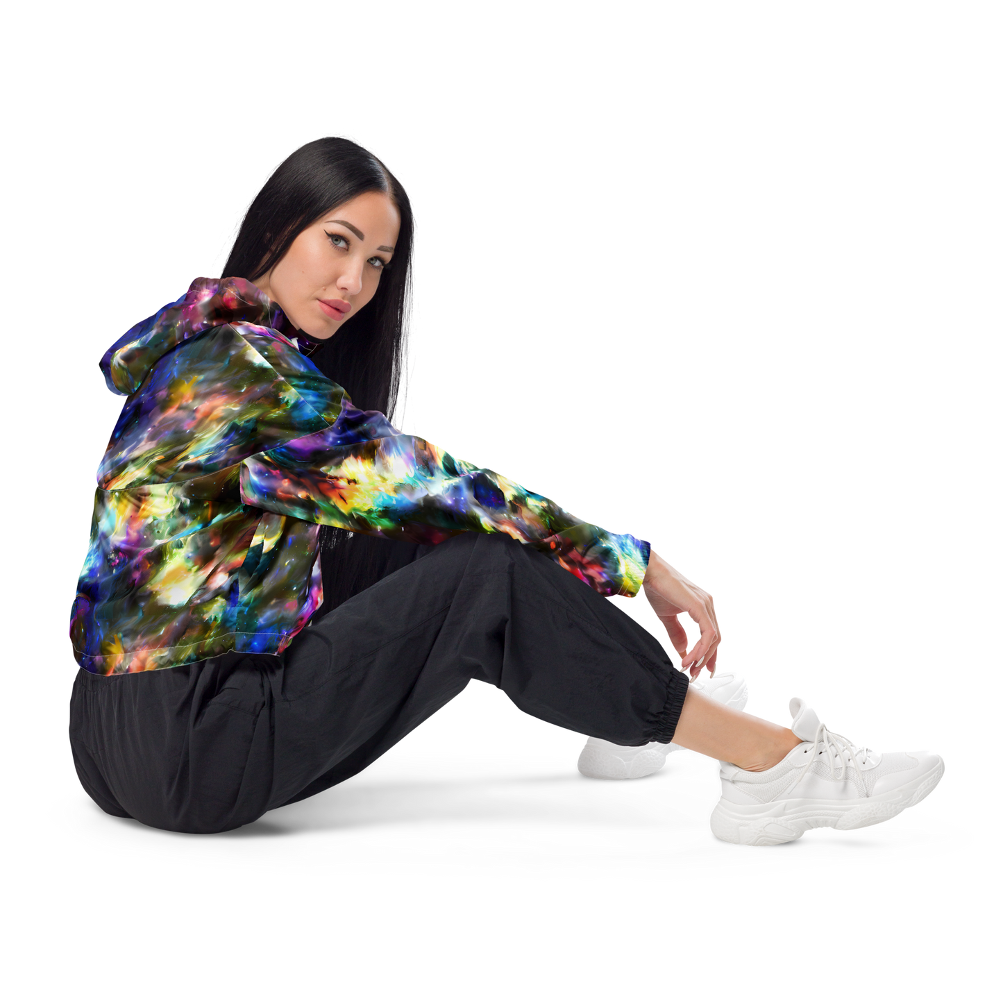 Women's Cropped Windbreaker - Emilia's Nebula