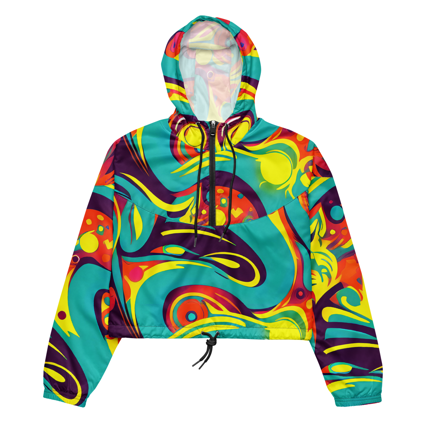 Women's Cropped Windbreaker - Retro Ribbon