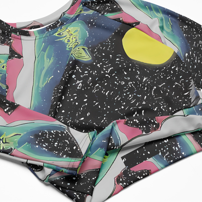 Long Sleeve Crop Top - Lunar Waves