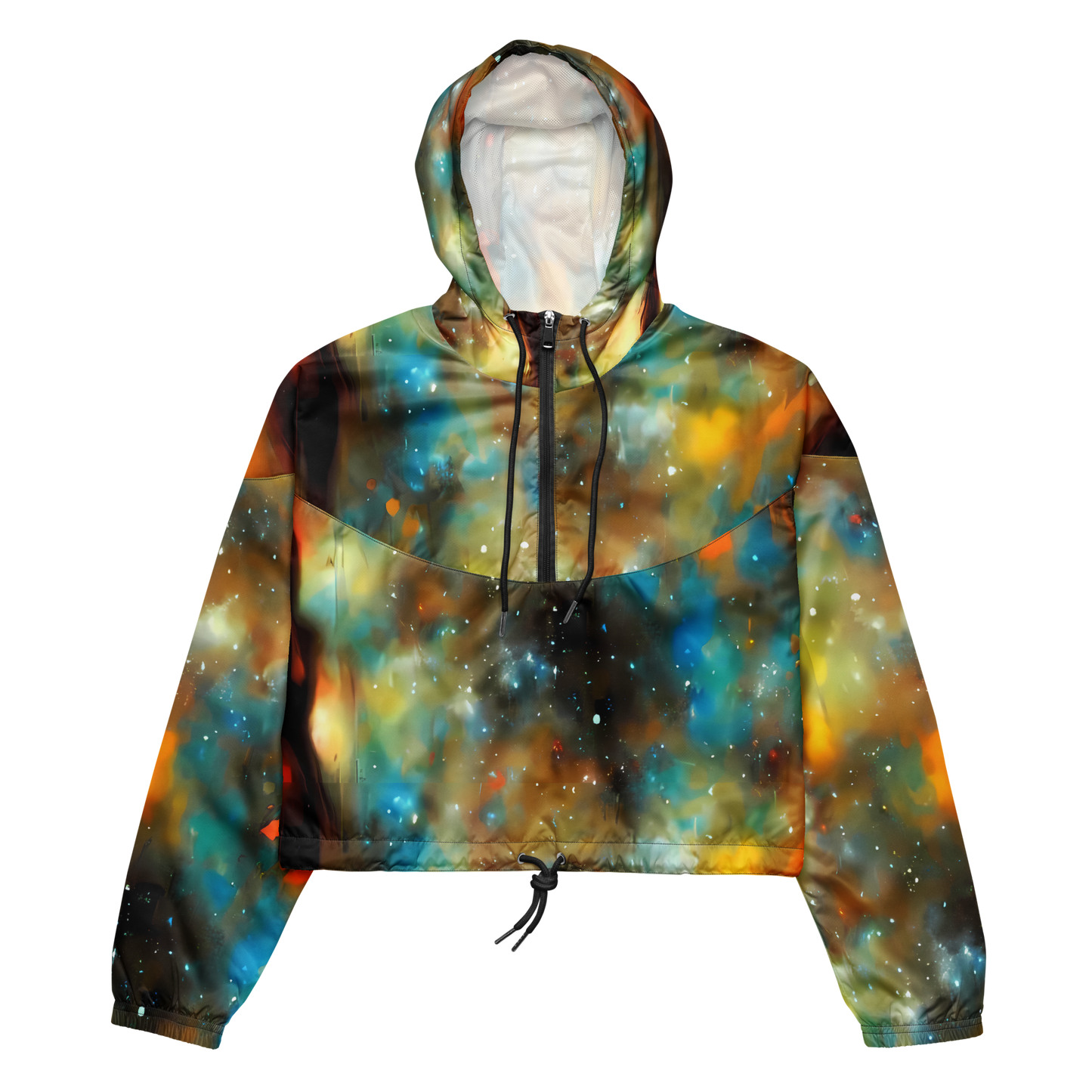 Women's Cropped Windbreaker - Abstract Tapestries