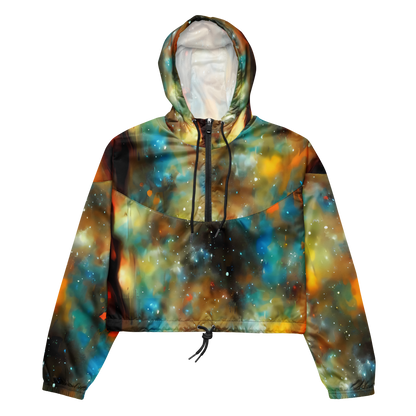 Women's Cropped Windbreaker - Abstract Tapestries