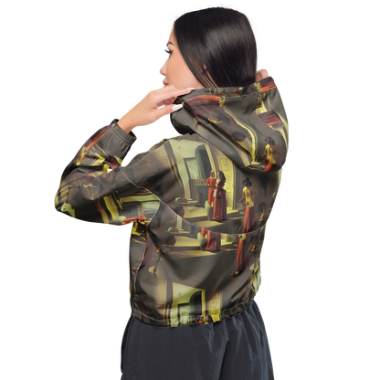 Women's Cropped Windbreaker - Surreal Shadows