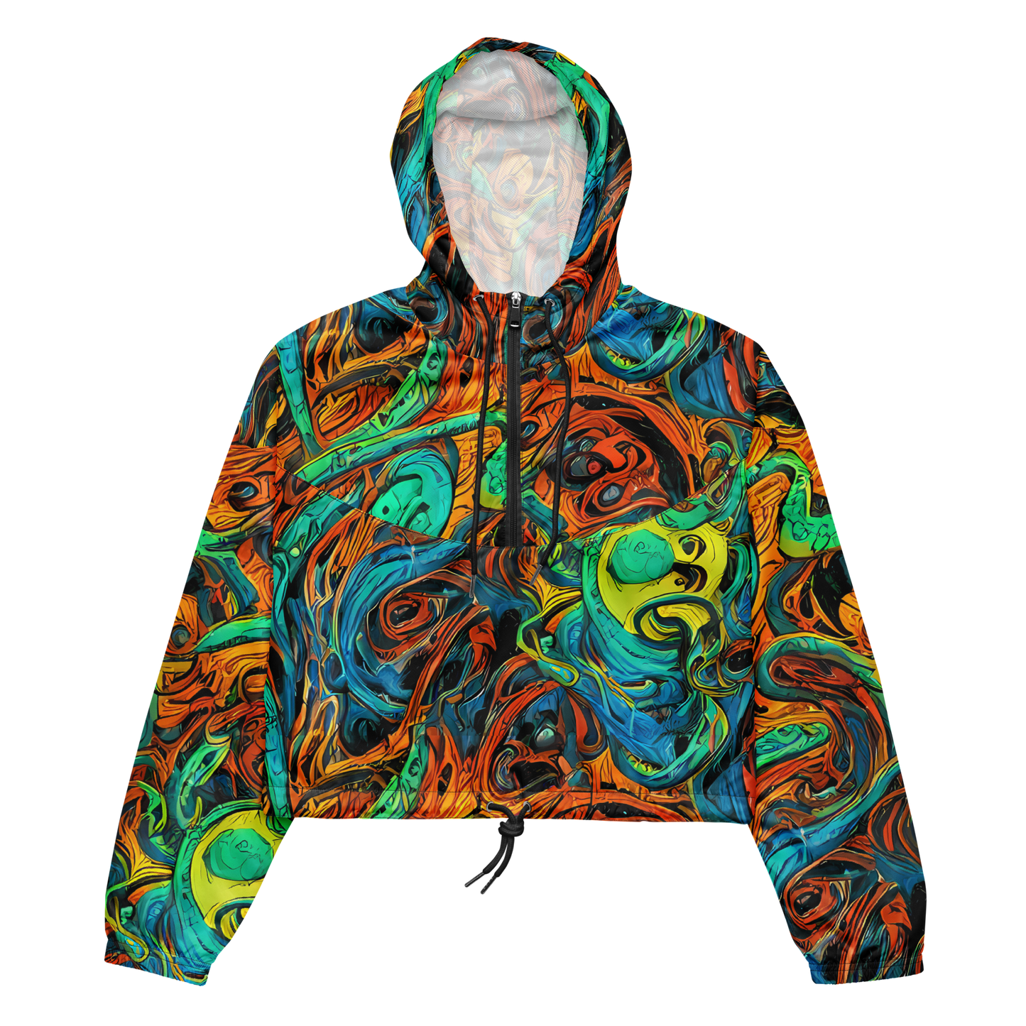 Women's Cropped Windbreaker - Flaming Mirage