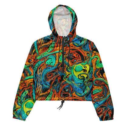 Women's Cropped Windbreaker - Flaming Mirage