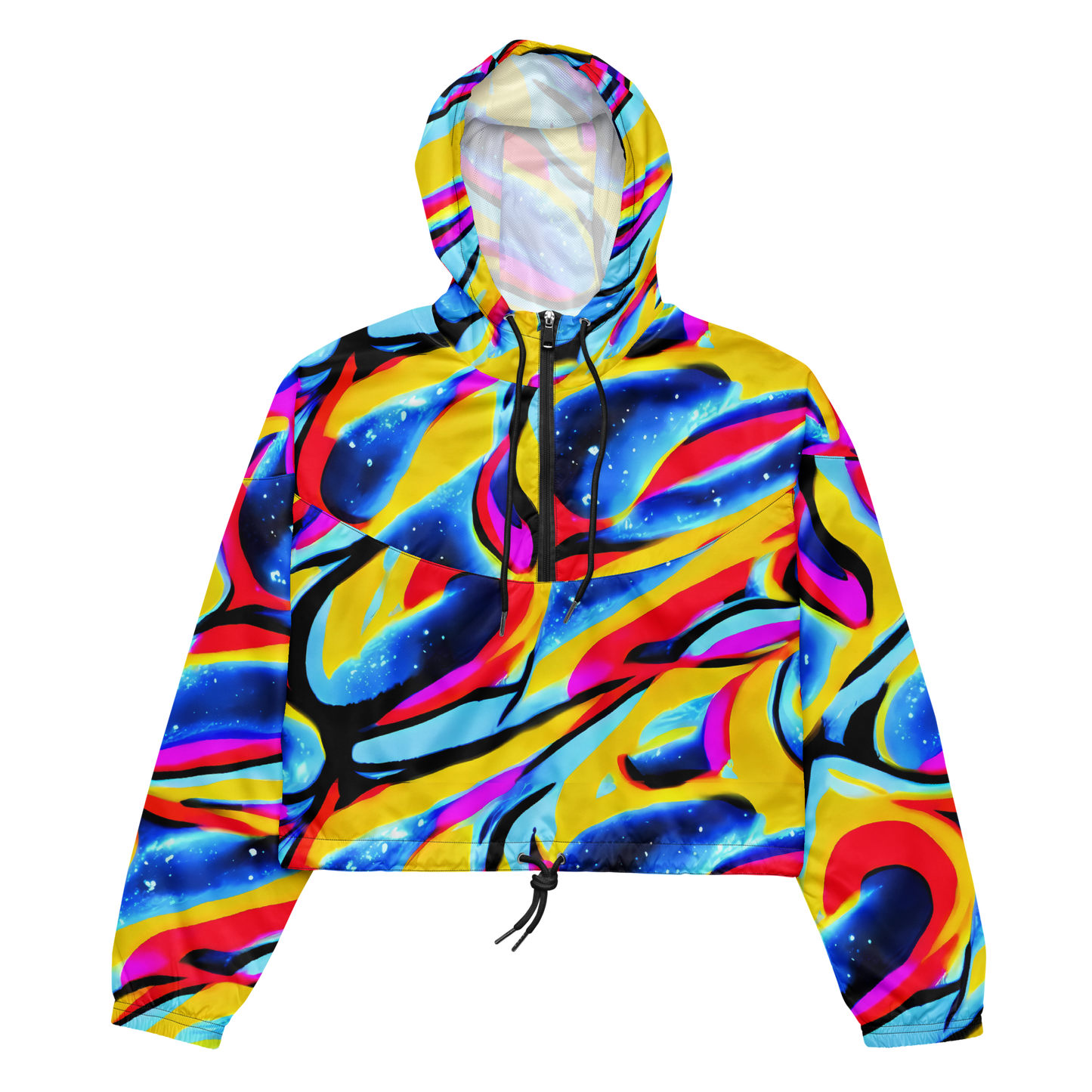 Women's Cropped Windbreaker - Electric Dreamscape