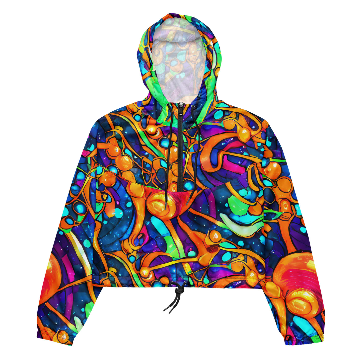 Women's Cropped Windbreaker - Iridescent Nebula