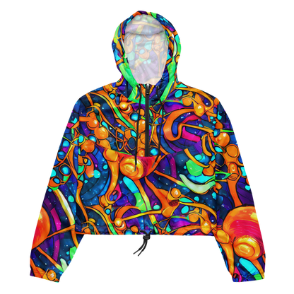 Women's Cropped Windbreaker - Iridescent Nebula