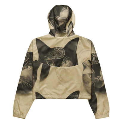 Women's Cropped Windbreaker - Feline Symphony
