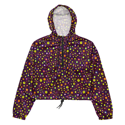 Women's Cropped Windbreaker - Cosmic Dotscape