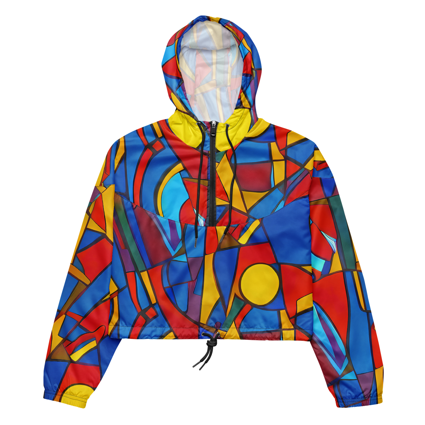 Women's Cropped Windbreaker - Mondrian Maze
