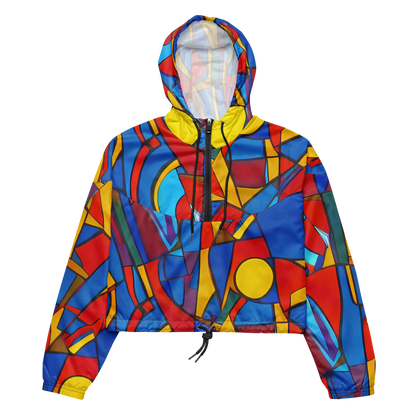 Women's Cropped Windbreaker - Mondrian Maze