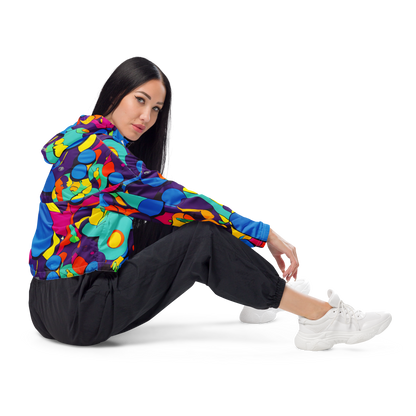 Women's Cropped Windbreaker - Psychedelic Harmony