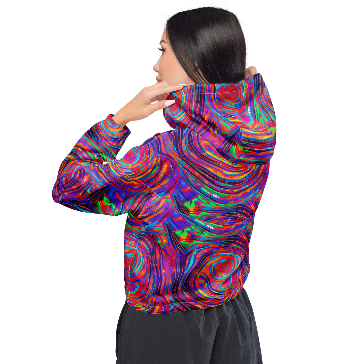 Women's Cropped Windbreaker - Quantum Spiral