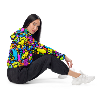 Women's Cropped Windbreaker - Kaleidoscope Garden