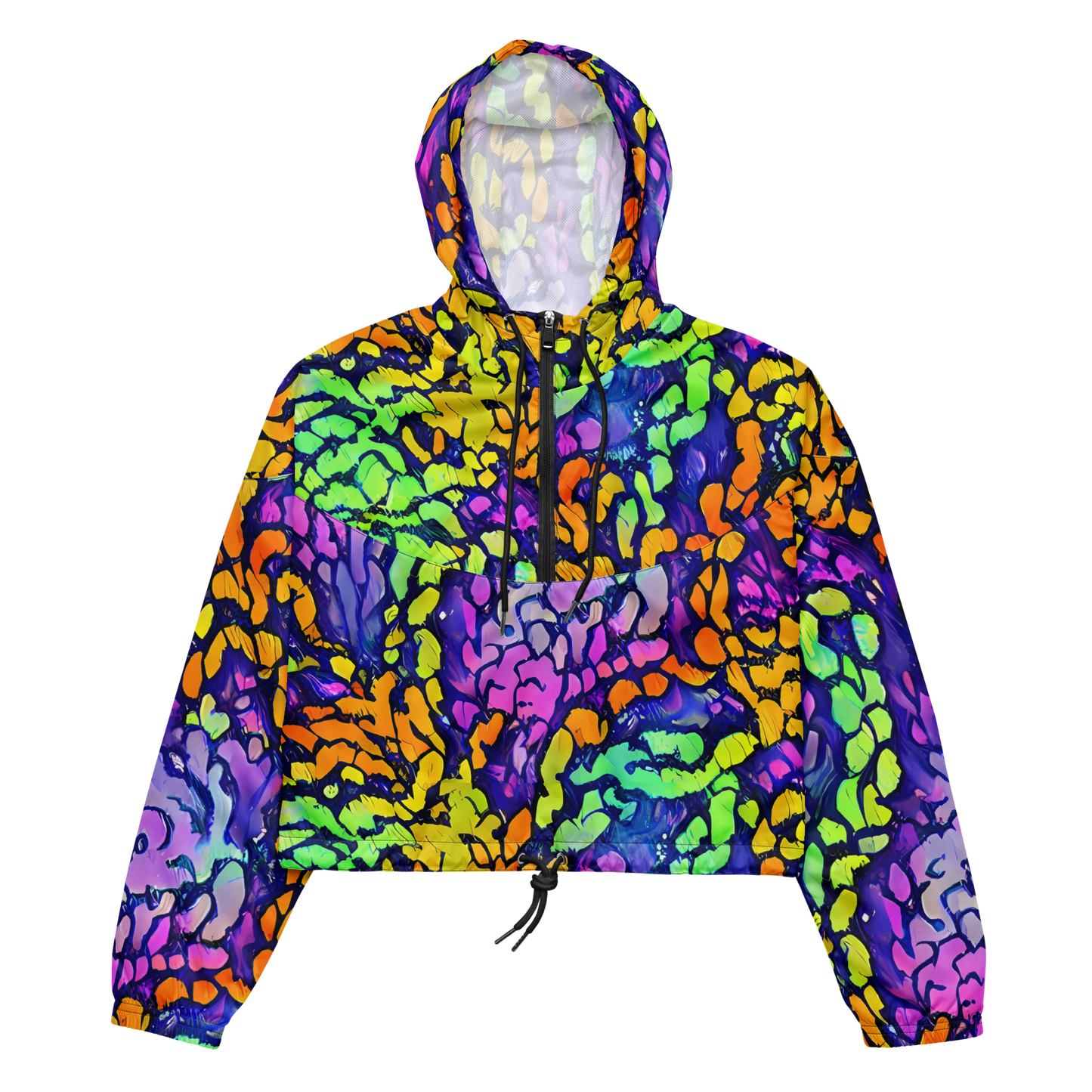 Women's Cropped Windbreaker - Surreal Waveforms