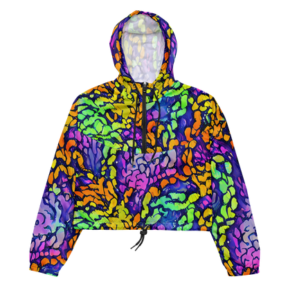 Women's Cropped Windbreaker - Surreal Waveforms