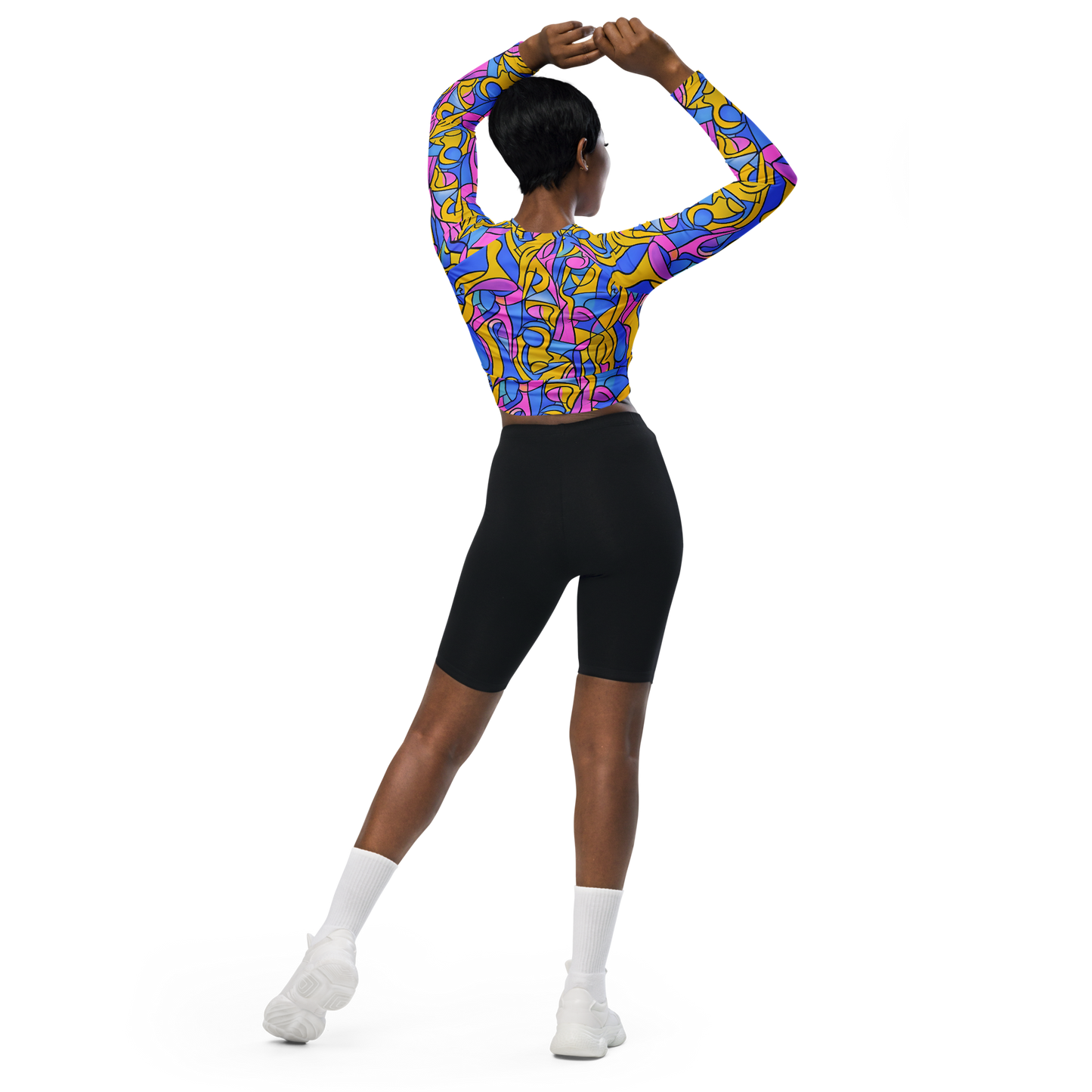 Long Sleeve Crop Top - Cosmic Curves