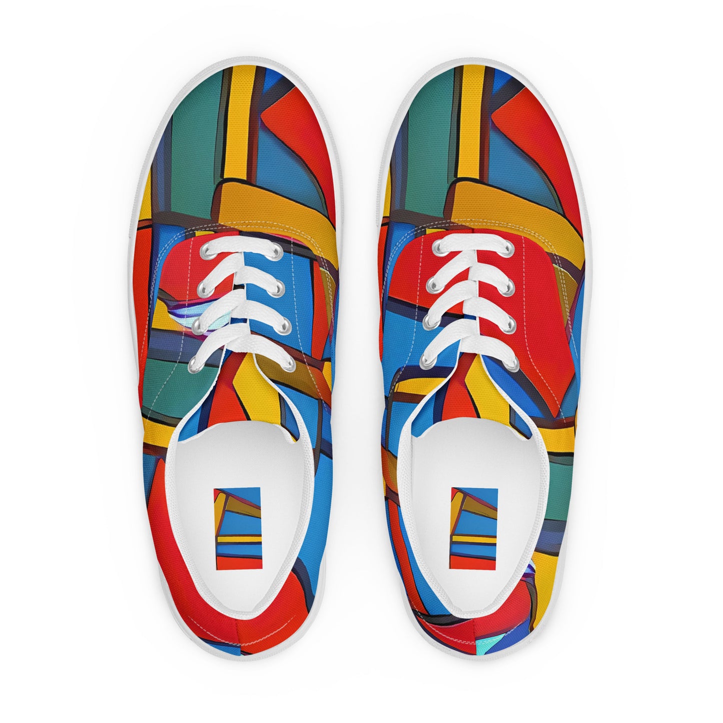 Women's Lace-Up Canvas Shoes - Mondrian Maze