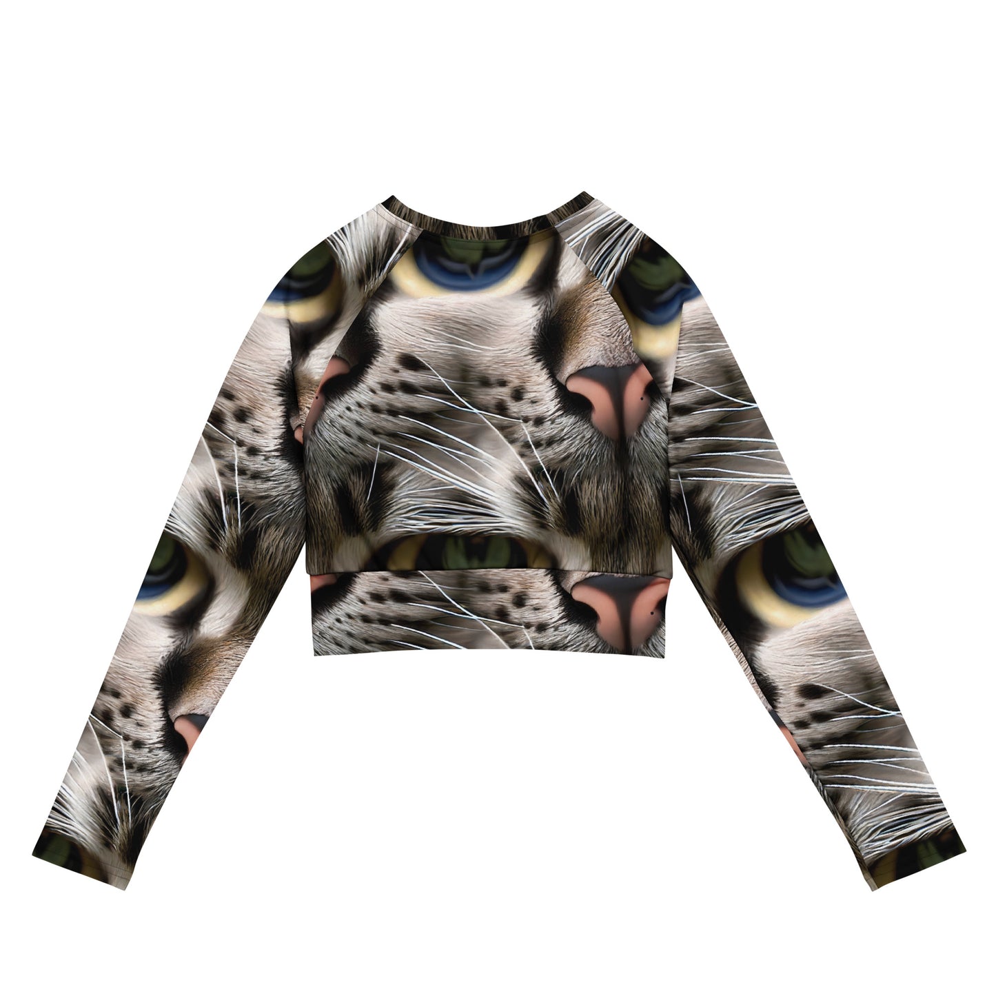 Long Sleeve Crop Top - Feline Mirage