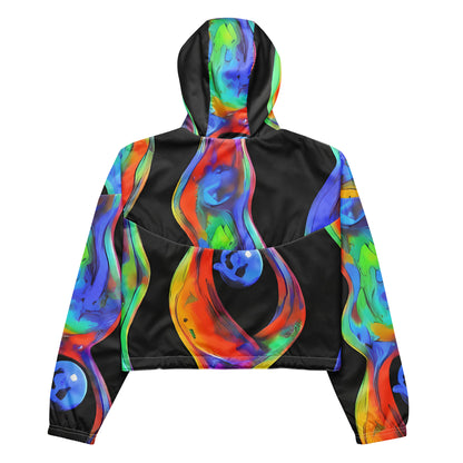 Women's Cropped Windbreaker - Vibrant Vortices